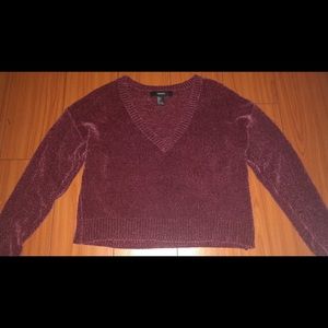 Chenille V-neck longsleeve sweater